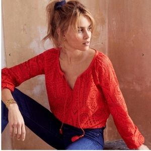 Sezane Ambra blouse top cut out long sleeve